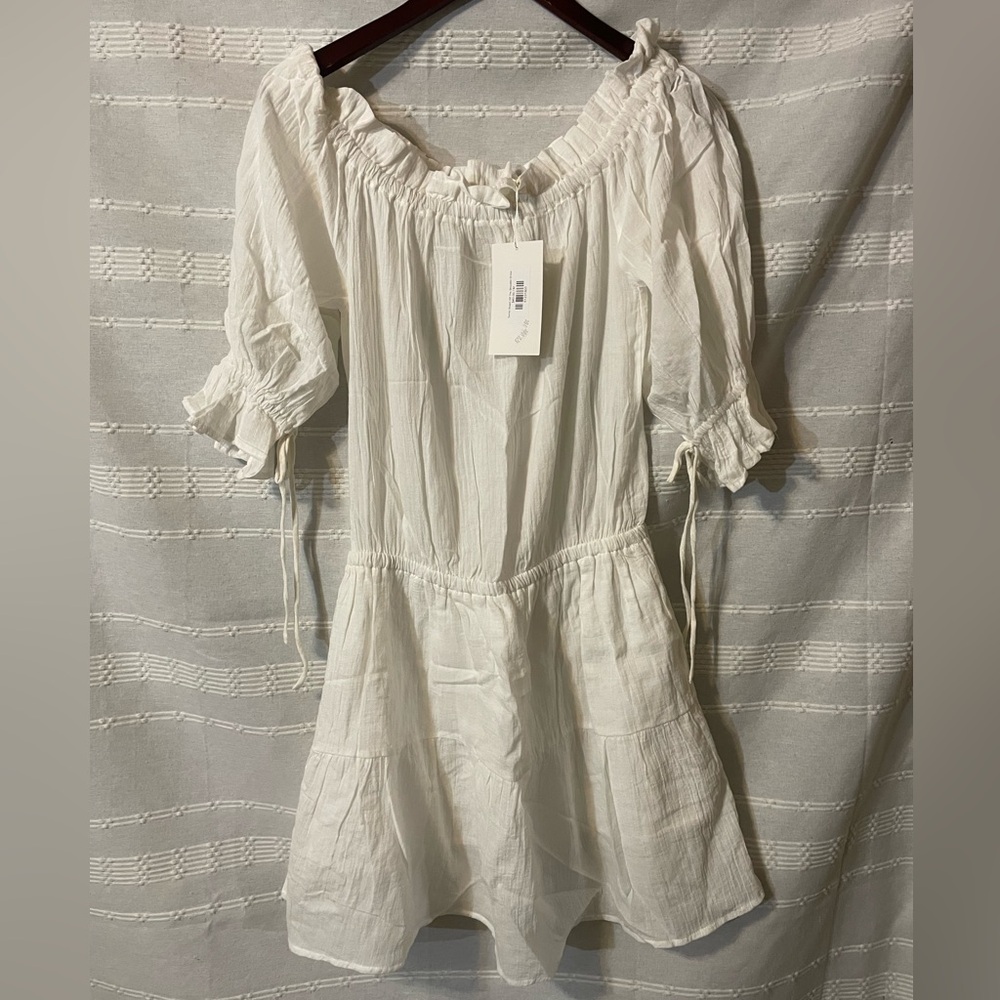 Ninexis White Sandy Beach Off The Shoulder Dress